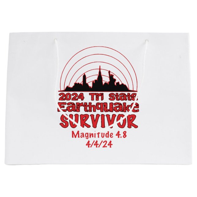 I Survived the NYC Earthquake Quake Tri State 2024 Large Gift Bag (Front)
