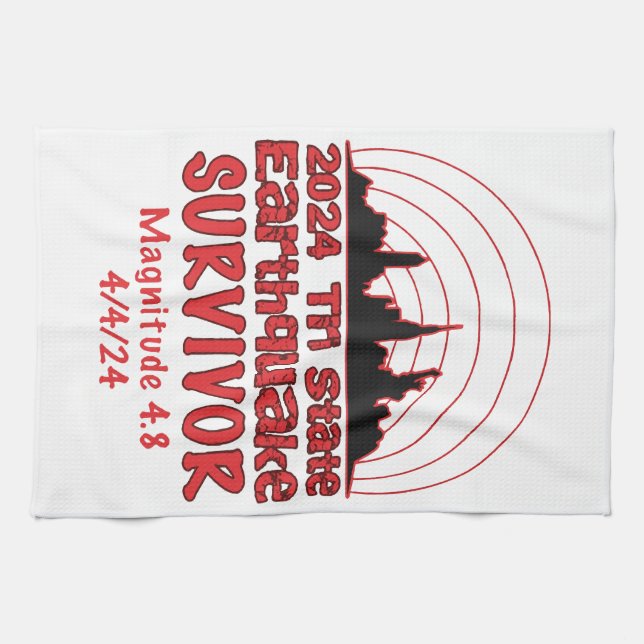 I Survived the NYC Earthquake Quake Tri State 2024 Tea Towel (Horizontal)