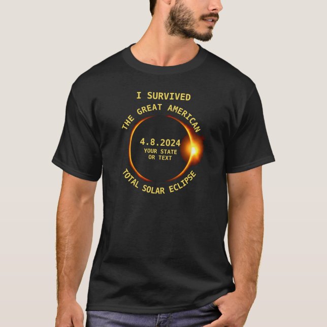 I Survived the Total Solar Eclipse 4.8.2024 USA T-Shirt (Front)