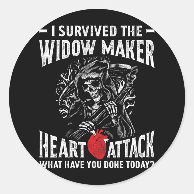 I Survived The Widow Maker Heart Attack Heart Dise Classic Round Sticker (Front)