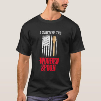 I Survived The Wooden Spoon American Flag Funny Ad T-Shirt