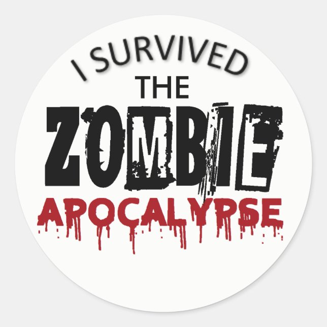 I survived the Zombie Apocalypse Classic Round Sticker (Front)