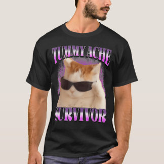 I Survived Today39S Tummy Ache Cat Meme Funny T-Shirt