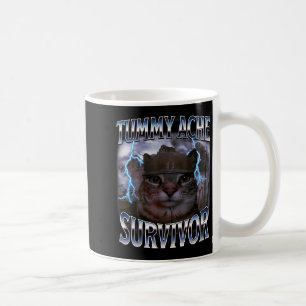 I Survived Today's Tummy Ache Funny Silly Cat Meme Coffee Mug