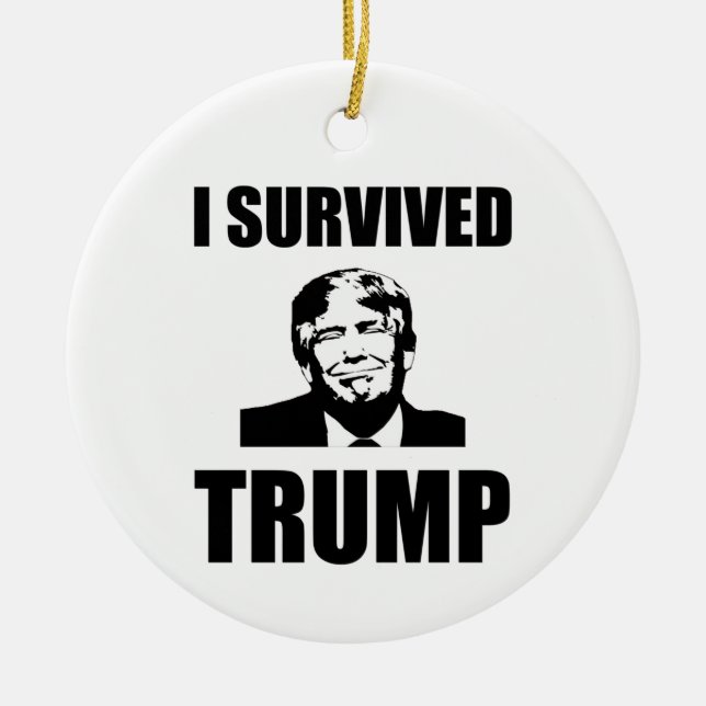 I Survived Trump 2020 Election Anti-Trump Ceramic Tree Decoration (Front)