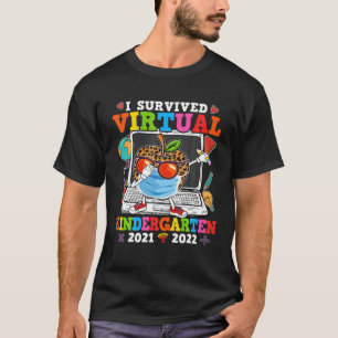 I Survived Virtual Kindergarten Leopard Apple Back T-Shirt