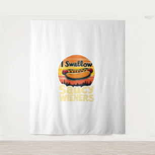 I Swallow Saucy Wieners Funny Adult Joke Hot Dogs Tapestry