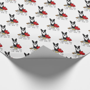 I Swear, the Cat Did It Boston Terrier Dog (black) Wrapping Paper