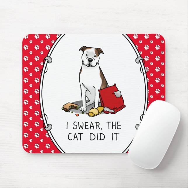 I Swear the Cat Did It Pit Bull (lt brindle/wh3) Mouse Mat (With Mouse)