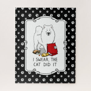 I Swear, the Cat Did It Samoyed Dog Jigsaw Puzzle