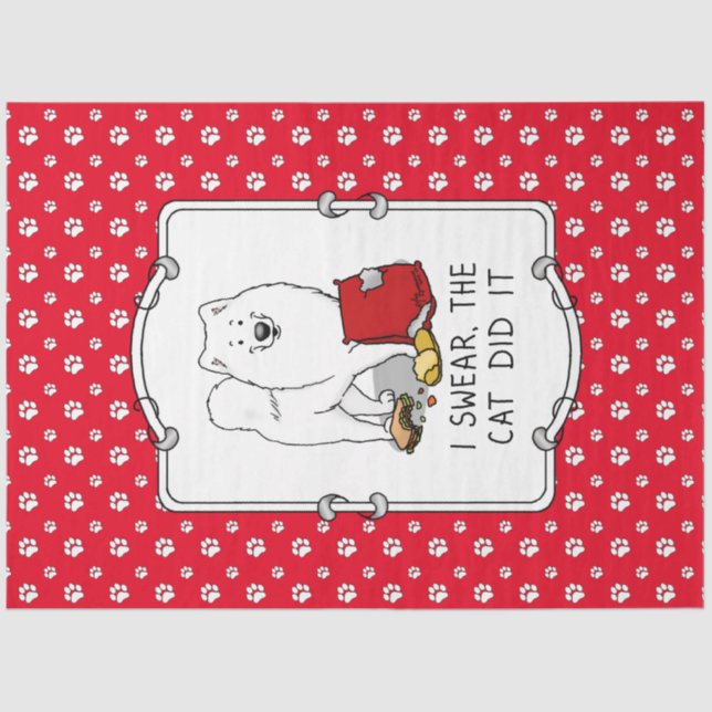 I Swear, the Cat Did It Samoyed Dog Tissue Paper (Front)