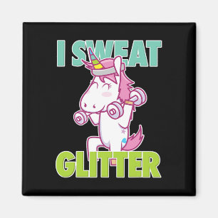 I Sweat Glitter Tee I Funny And Sy Unicorn Workout Magnet