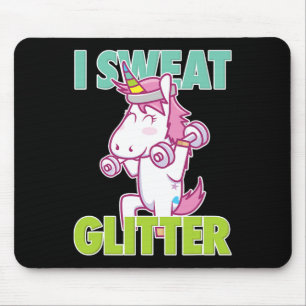 I Sweat Glitter Tee I Funny And Sy Unicorn Workout Mouse Mat