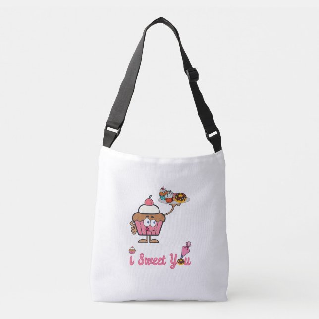 I Sweet You with a Cupcake Crossbody Bag (Front)