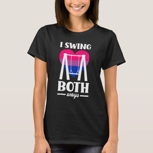 I Swing Both Ways Funny Bi Pride Flag Bisexual T-Shirt (Front)