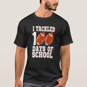 I Tackled 100 Day Of School Football Boy 100th Day T-Shirt