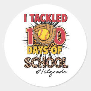 I Tackled 100 Days Of 1st Grade Softbyll Leopard K Classic Round Sticker