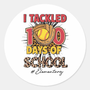 I Tackled 100 Days Of Elementary Softbyll Leopard Classic Round Sticker