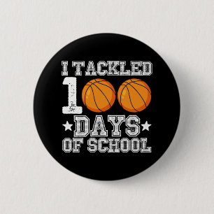 I Tackled 100 Days of School Basketball 6 Cm Round Badge