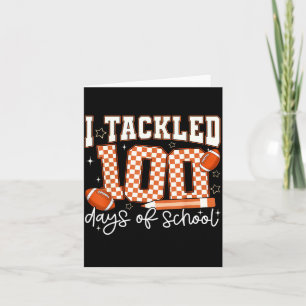 I Tackled 100 Days Of School Football Boy Girl Tea Card