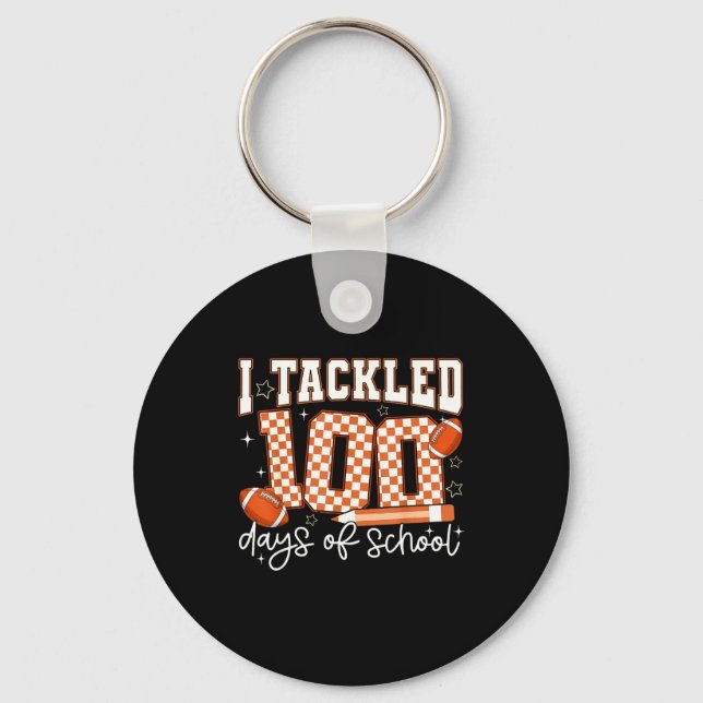 I Tackled 100 Days Of School Football Boy Girl Tea Key Ring (Front)
