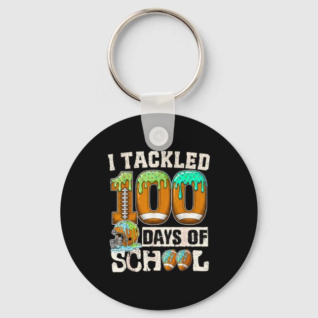 I Tackled 100 Days Of School Football Ice Cream Dr Key Ring (Front)