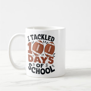 I Tackled 100 Days Of School Footll 100th Day Kids Coffee Mug