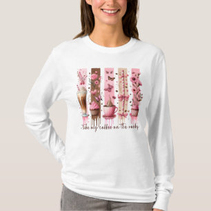 "I Take My Coffee On The Rocks" Pink Coffee Lover T-Shirt
