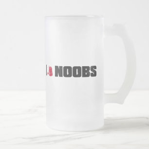i (teabag) noobs frosted glass beer mug