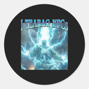 I Teabag Npcs - Funny Gaming Hard Skeleton Gamer M Classic Round Sticker