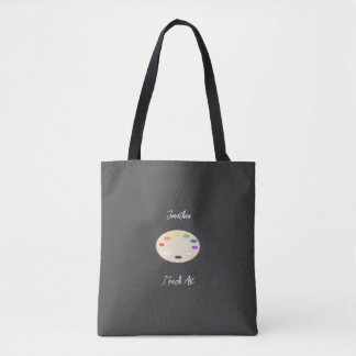 I Teach Art Personalized Paint Palette Black Tote Bag