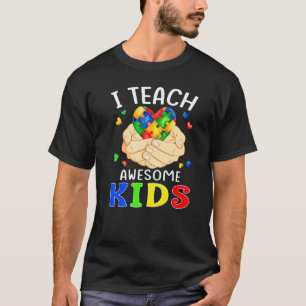 I Teach Awesome Kids Autism Awareness Special Ed T T-Shirt