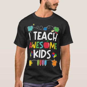 I Teach Awesome Kids shirt Autism Awareness puzzle