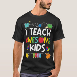 I Teach Awesome Kids shirt Autism Awareness puzzle
