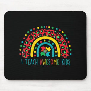 I Teach Awesome kids shirt Autism Awareness Puzzle Mouse Mat