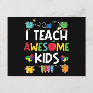 I Teach Awesome Kids shirt Autism Awareness puzzle Postcard