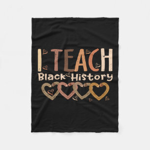 I Teach Black History Heart Pencil Afro African Te Fleece Blanket