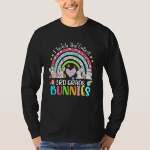 I Teach Cutest Bunnies 3rd Grade Teacher Boho Rain T-Shirt