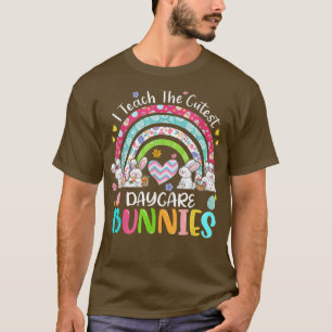 I Teach Cutest Bunnies Daycare Teacher Boho Rainbo T-Shirt