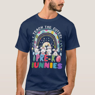 I Teach Cutest Bunnies PreK Teacher Boho Rainbow E T-Shirt