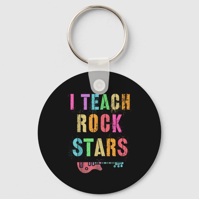 I Teach Rockstars Band Vibes Teacher Rocks My Musi Key Ring (Front)