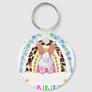 i teach the cutest 1 st grade bunnies rainbow, ret key ring
