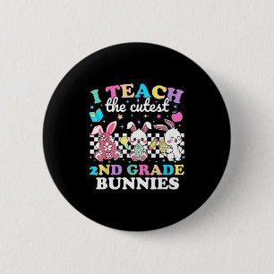 I Teach The Cutest 2nd Grade Bunnies Funny Easter 6 Cm Round Badge