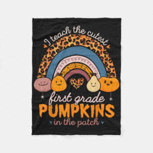 I Teach The Cutest Pumpkins Halloween First Grade Fleece Blanket