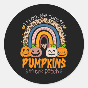 I Teach The Cutest Pumpkins In The Patch Retro Tea Classic Round Sticker