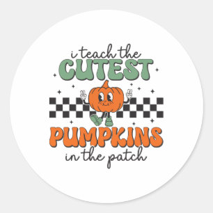 I Teach The Cutest Pumpkins In The Patch Retro Tea Classic Round Sticker