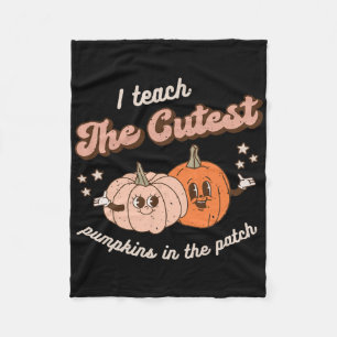 I Teach The Cutest Pumpkins In The Patch Retro Tea Fleece Blanket