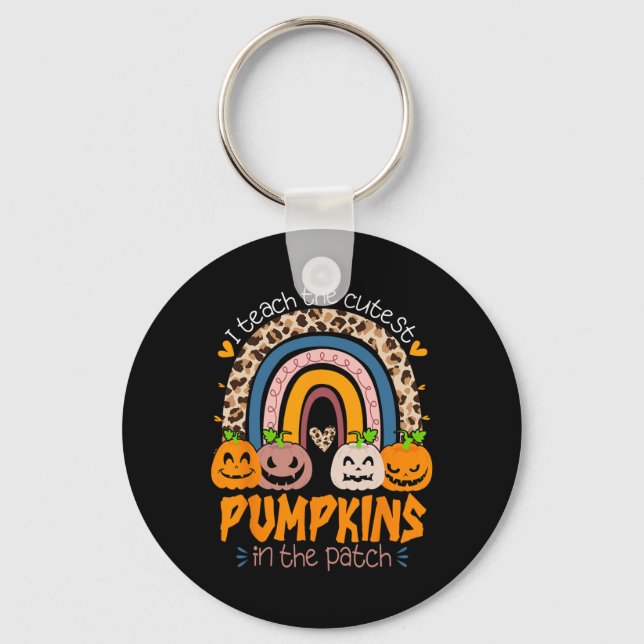 I Teach The Cutest Pumpkins In The Patch Retro Tea Key Ring (Front)