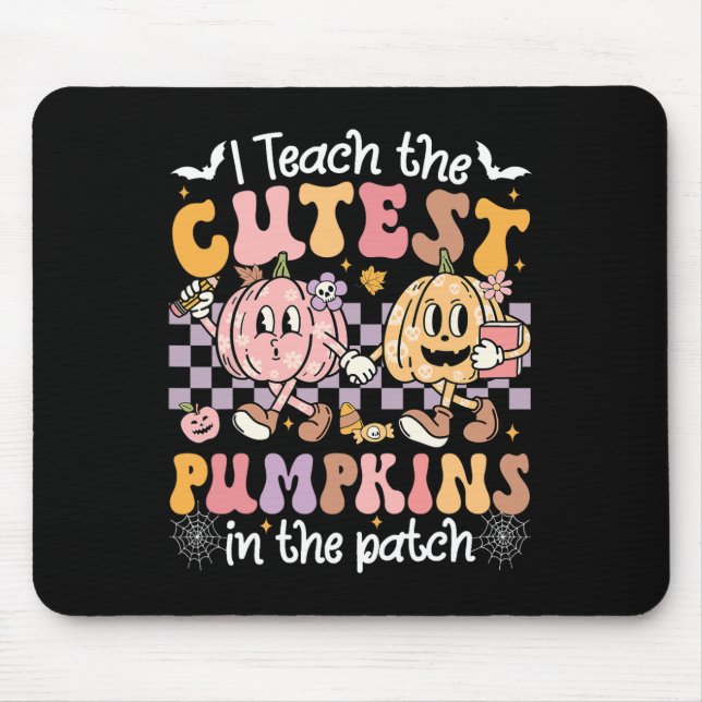 I Teach The Cutest Pumpkins In The Patch Retro Tea Mouse Mat (Front)