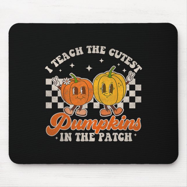 I Teach The Cutest Pumpkins In The Patch Retro Tea Mouse Mat (Front)